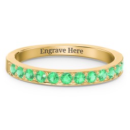 Classic Half Eternity Ring in 10K Solid Yellow Gold with Emerald