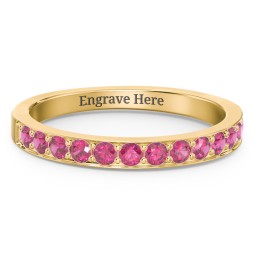 Classic Half Eternity Ring in 10K Solid Yellow Gold with Ruby