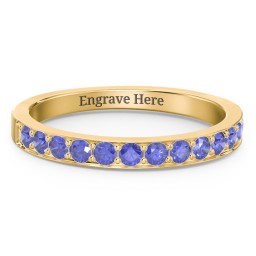Classic Half Eternity Ring in 10K Solid Yellow Gold with Blue Sapphire