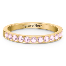 Classic Half Eternity Ring in 10K Solid Yellow Gold with Pink Tourmaline