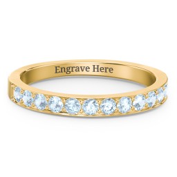 Classic Half Eternity Ring in 10K Solid Yellow Gold with Blue Topaz