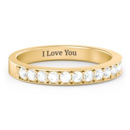 Classic Half Eternity Ring in 10K Solid Yellow Gold with Cubic Zirconia