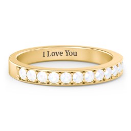 Classic Half Eternity Ring in 10K Solid Yellow Gold with Opal