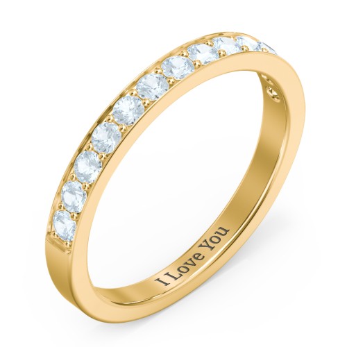 Classic Half Eternity Ring – 10K Yellow Gold with Aquamarine