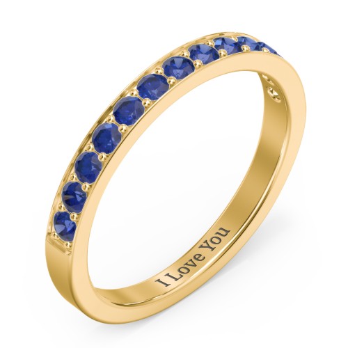 Classic Half Eternity Ring – 10K Yellow Gold with Blue Sapphire