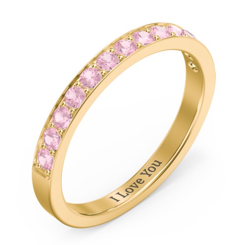 Classic Half Eternity Ring – 10K Yellow Gold with Pink Tourmaline