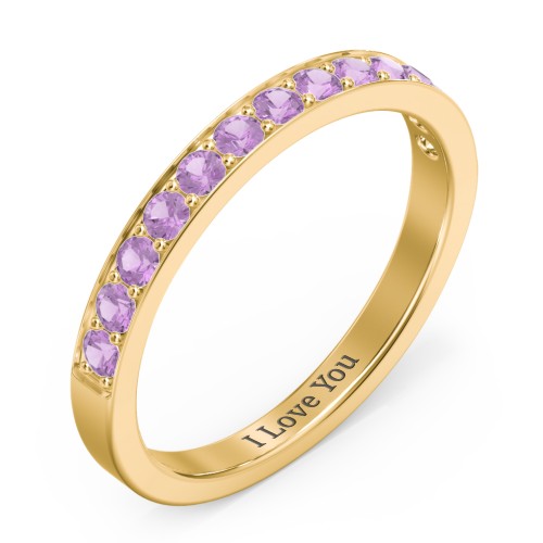Classic Half Eternity Ring – 10K Yellow Gold with Amethyst