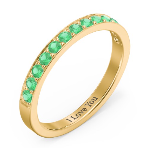 Classic Half Eternity Ring – 10K Yellow Gold with Emerald