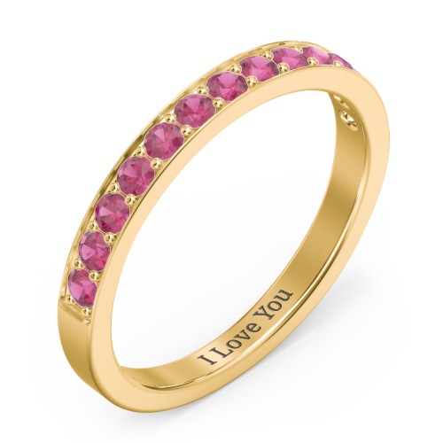 Classic Half Eternity Ring – 10K Yellow Gold with Ruby