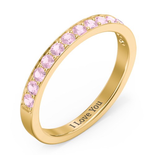 Classic Half Eternity Ring – 10K Yellow Gold with Pink Tourmaline