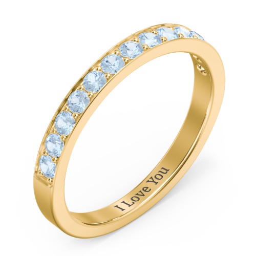 Classic Half Eternity Ring – 10K Yellow Gold with Blue Topaz