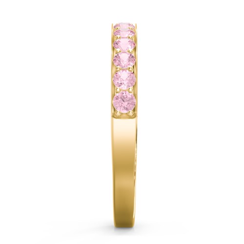 Classic Half Eternity Ring – 10K Yellow Gold with Pink Tourmaline