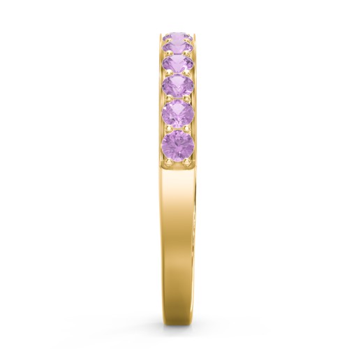Classic Half Eternity Ring – 10K Yellow Gold with Amethyst