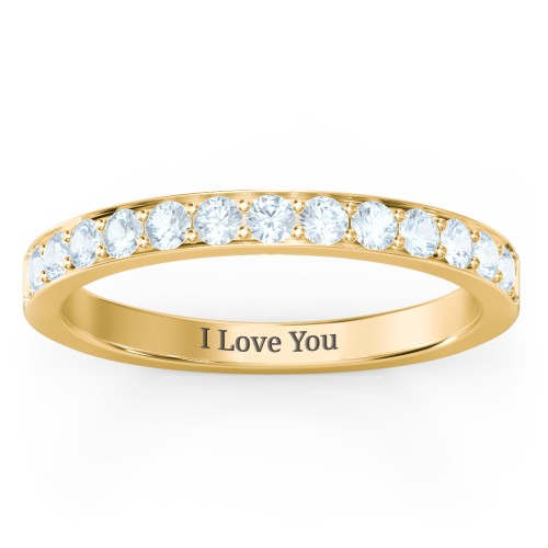 Classic Half Eternity Ring – 10K Yellow Gold with Aquamarine