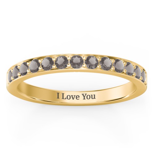 Classic Half Eternity Ring – 10K Yellow Gold with Smokey Quartz
