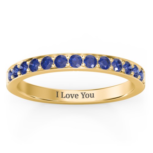 Classic Half Eternity Ring – 10K Yellow Gold with Blue Sapphire