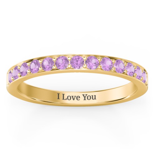 Classic Half Eternity Ring – 10K Yellow Gold with Amethyst