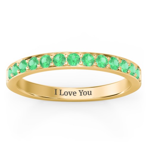 Classic Half Eternity Ring – 10K Yellow Gold with Emerald
