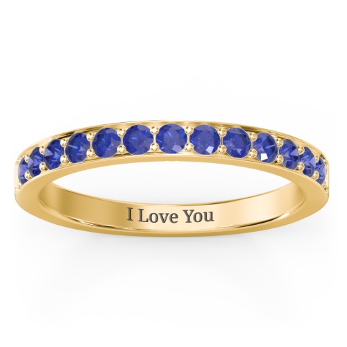 Classic Half Eternity Ring – 10K Yellow Gold with Blue Sapphire