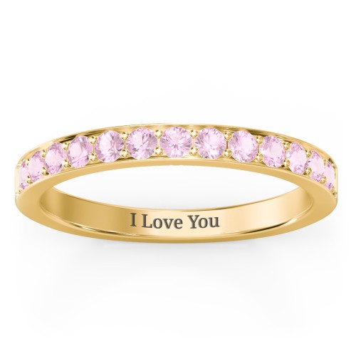 Classic Half Eternity Ring – 10K Yellow Gold with Pink Tourmaline