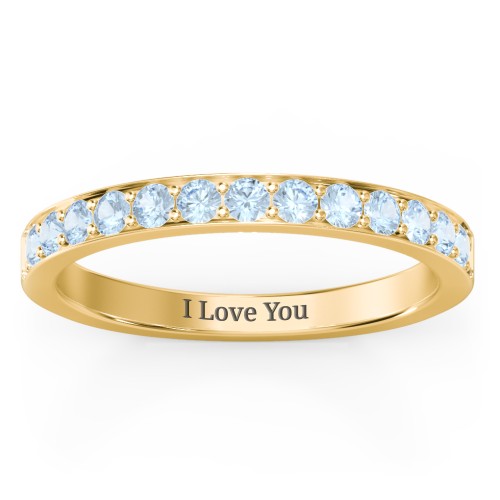 Classic Half Eternity Ring – 10K Yellow Gold with Blue Topaz