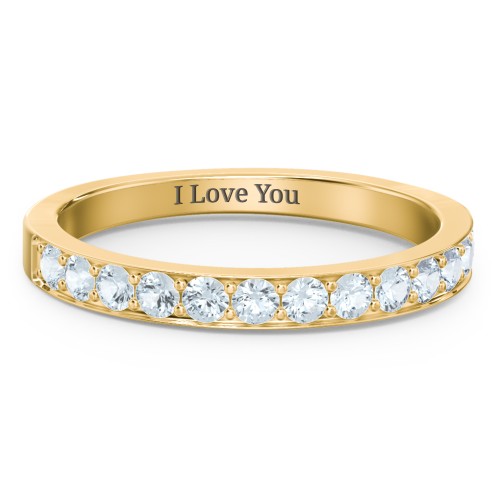 Classic Half Eternity Ring – 10K Yellow Gold with Aquamarine