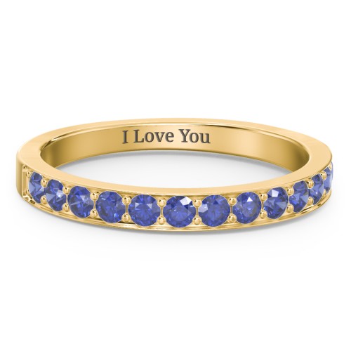 Classic Half Eternity Ring – 10K Yellow Gold with Blue Sapphire