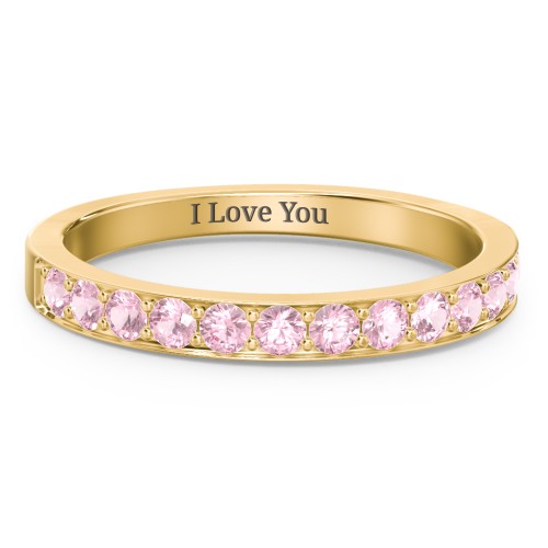 Classic Half Eternity Ring – 10K Yellow Gold with Pink Tourmaline
