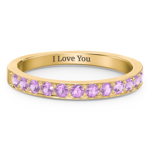 Classic Half Eternity Ring – 10K Yellow Gold with Amethyst