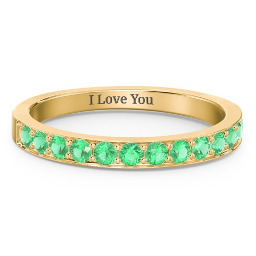 Classic Half Eternity Ring – 10K Yellow Gold with Emerald