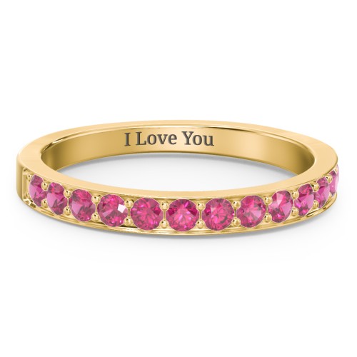 Classic Half Eternity Ring – 10K Yellow Gold with Ruby