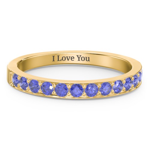 Classic Half Eternity Ring – 10K Yellow Gold with Blue Sapphire