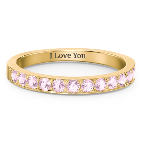 Classic Half Eternity Ring – 10K Yellow Gold with Pink Tourmaline
