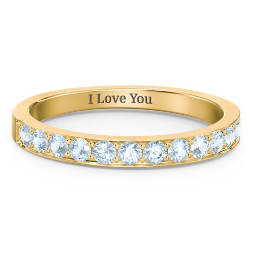 Classic Half Eternity Ring – 10K Yellow Gold with Blue Topaz