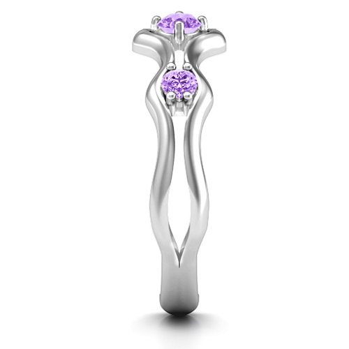Wavy Trio Ring – Sterling Silver with Amethyst