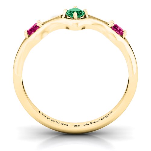Wavy Trio Ring – 10K Yellow Gold with Emerald and Ruby