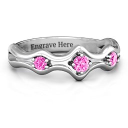 Wavy Trio Ring in 925 Sterling Silver with Pink Tourmaline