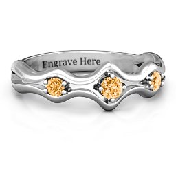 Wavy Trio Ring in 925 Sterling Silver with Citrine