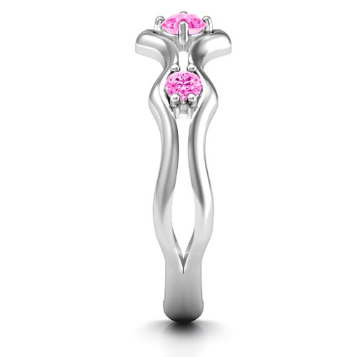 Wavy Trio Ring – Sterling Silver with Pink Tourmaline