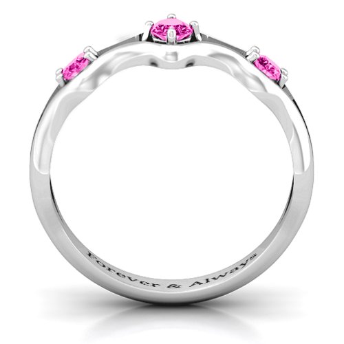Wavy Trio Ring – Sterling Silver with Pink Tourmaline