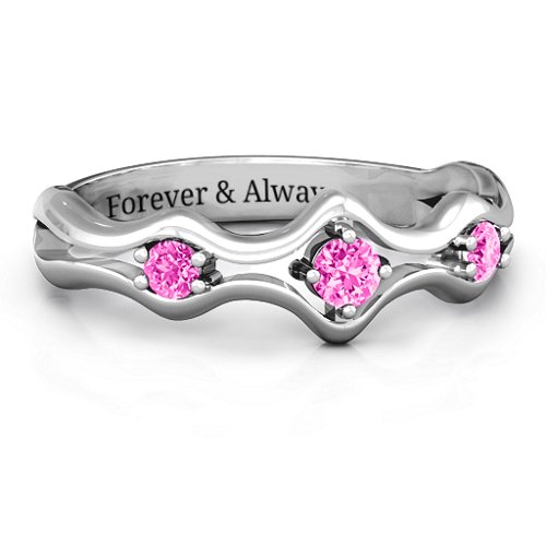 Wavy Trio Ring – Sterling Silver with Pink Tourmaline