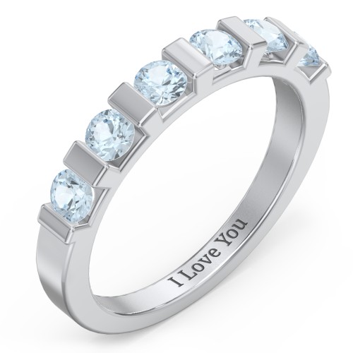 Band of Love Ring – Sterling Silver with Aquamarine