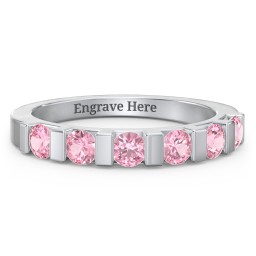 Band of Love Ring in 925 Sterling Silver with Pink Tourmaline