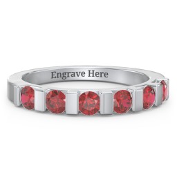 Band of Love Ring in 925 Sterling Silver with Garnet
