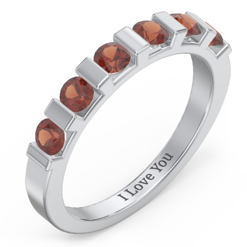 Band of Love Ring – Sterling Silver with Garnet