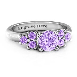 Flourish Engagement Ring in 925 Sterling Silver with Amethyst Premium Zirconia and Amethyst