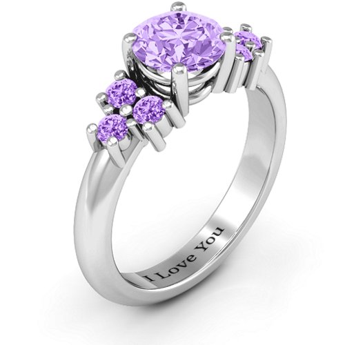 Flourish Engagement Ring – Sterling Silver with Amethyst Premium Zirconia and Amethyst