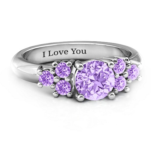 Flourish Engagement Ring – Sterling Silver with Amethyst Premium Zirconia and Amethyst