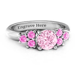 Flourish Engagement Ring in 925 Sterling Silver with Fancy Pink Premium Zirconia and Pink Tourmaline