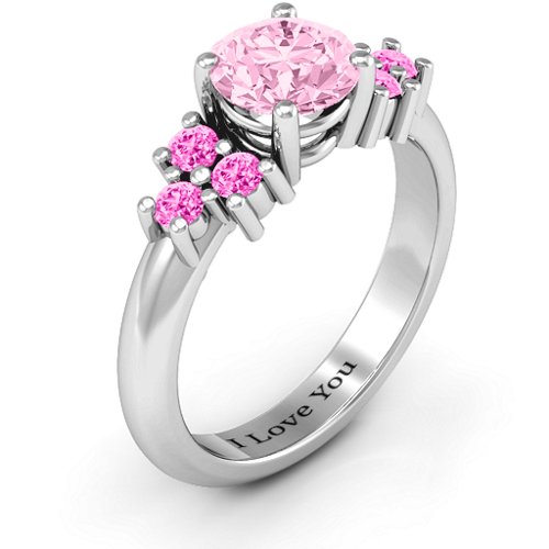 Flourish Engagement Ring – Sterling Silver with Fancy Pink Premium Zirconia and Pink Tourmaline